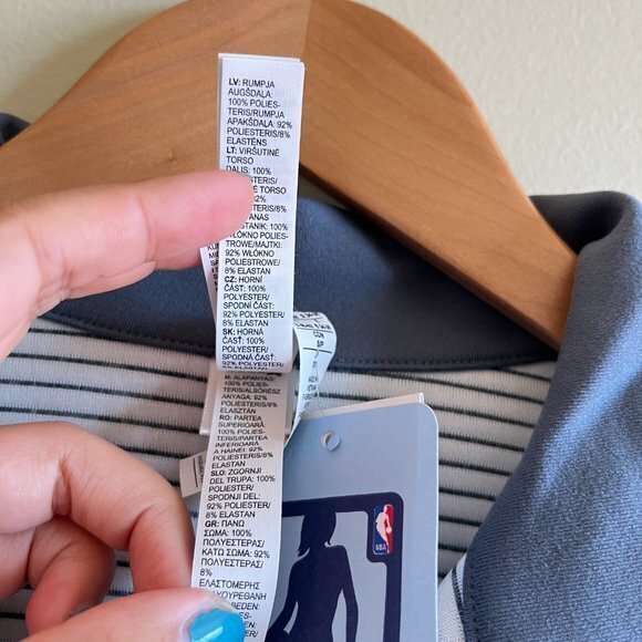 NEW NBA Adidas Blue Climate 3/4 Zip Pullover with Thumb Holes Womens Size S 8 10 - Picture 6 of 7